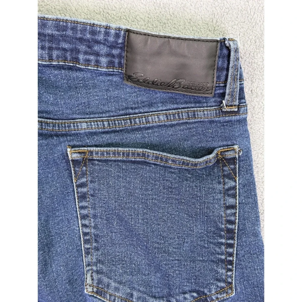 Eddie Bauer Jeans Mens 34x32 Blue Dark Wash Mid Rise Slim Fit‎ Straight Stretch